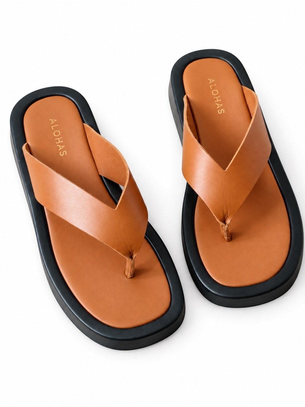 ALOHAS Overcast Brown Leather Platform Sandals 40 9